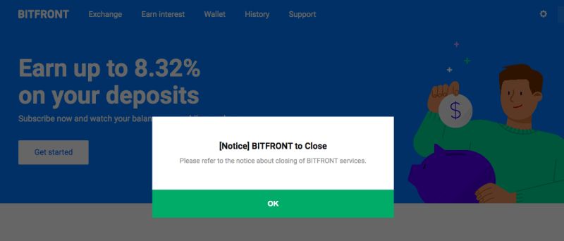 ▲加密貨幣交易所 Bitfront 宣布停止營運。（圖／翻攝自bitfront官網）