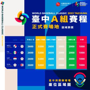 ▲WBC台灣隊票價表(圖/悍創運動行銷提供)