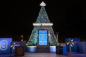 ▲台北101信義路出入口的「鑽石之王」海瑞溫斯頓Winston Wishes 祈願聖誕樹。（圖／Harry Winston提供）