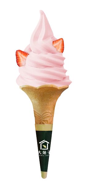 ▲大苑子在台北市府夢想店限店推出「草莓鮮乳霜淇淋」，每支110元。（圖／業者提供）