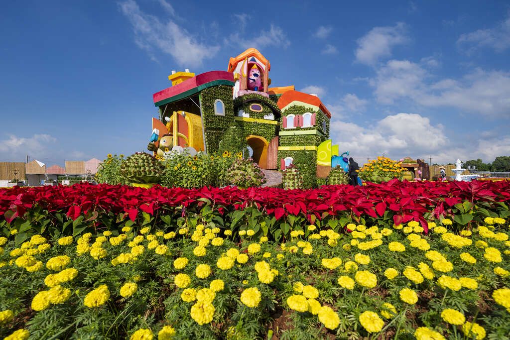 ▲2022台中國際花毯節登場，即日起到12月18日，「希望莊園」百花綻放如台版普羅旺斯。（圖／台中觀旅局）