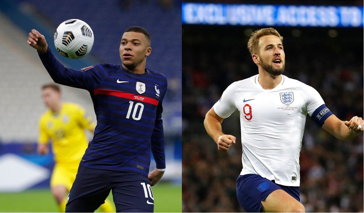 ▲英法大戰將在本屆世足八強戰上演，兩隊各自當家球星Kylian Mbappe和Harry Kane。（圖／美聯社／達志影像）