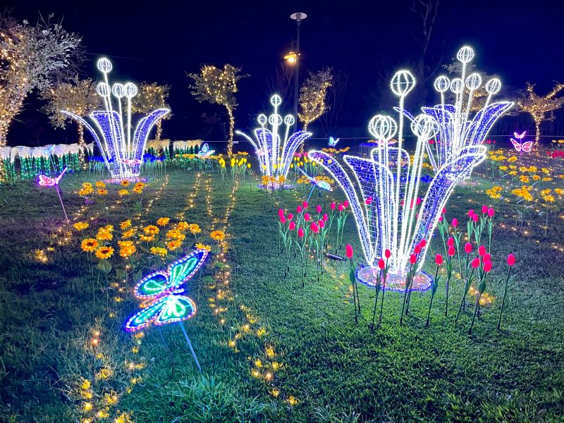 ▲谷關溫泉公園的「光之花園」、繽紛彩虹步道，夢幻感十足，吸引上千遊客拍照(圖／參山處提供2022.12.5)