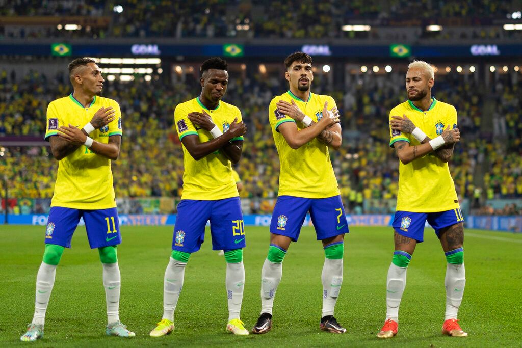 ▲巴西進球後熱情跳舞。（圖／美聯社／達志影像）