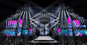 ▲「2023高雄跨年亞灣未來市演唱會」首創雙面舞台，「進行式」舞台面向中華路。（圖／高市府提供）