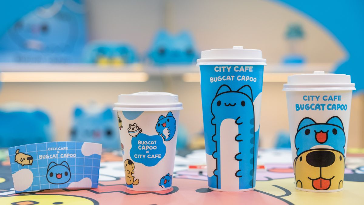 ▲7-11首間貓貓蟲咖波主題店落腳台北市信義區，點CITY CAFE可獲得限定聯名杯，因應不同容量共有3款。（圖／業者提供）