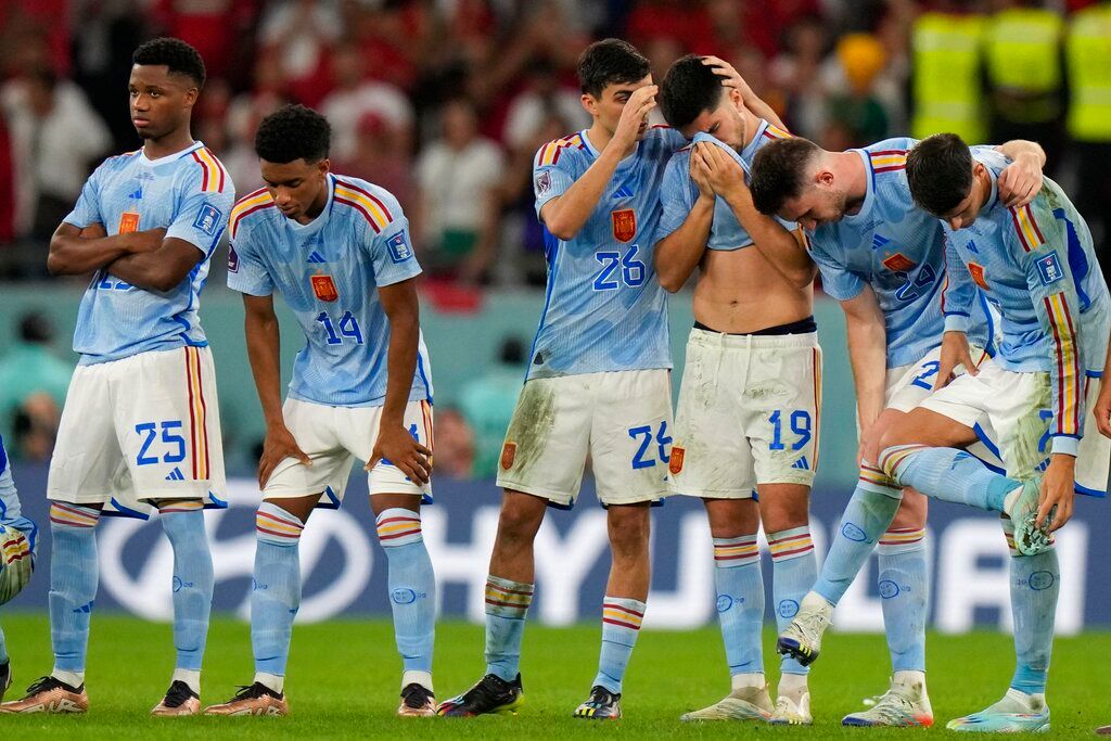 ▲西班牙止步16強，離開卡達世界盃舞台。（圖／美聯社／達志影像）