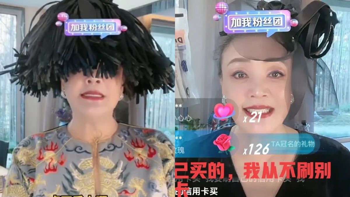 ▲張蘭穿龍袍、戴頭紗嘲諷大S。（圖／翻攝自微博）