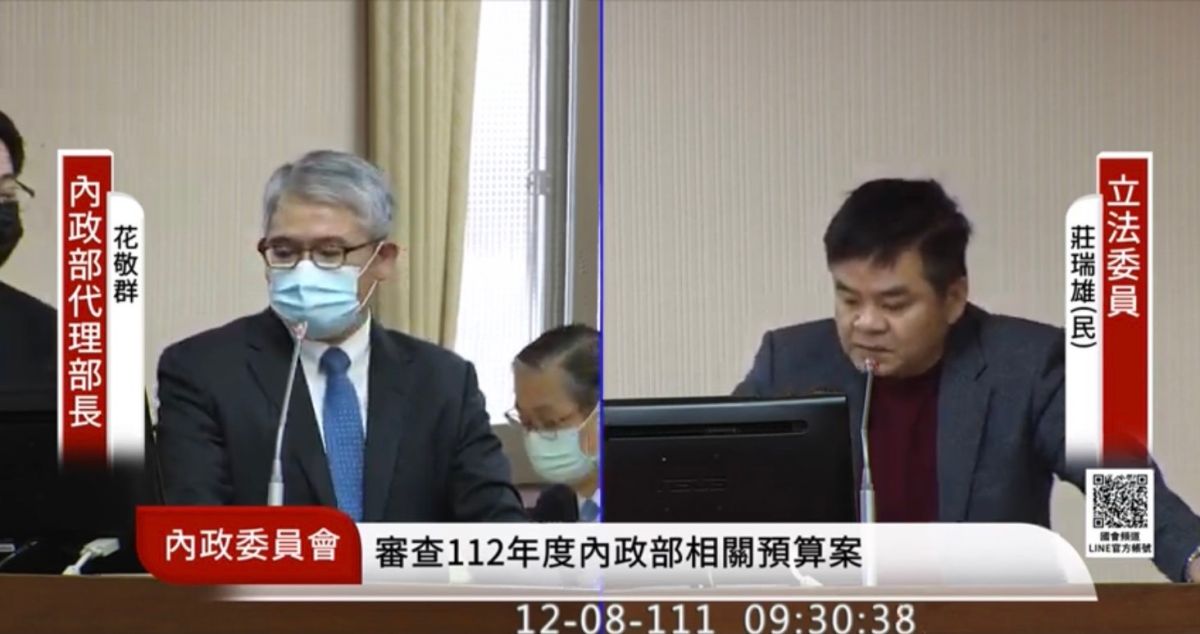 ▲莊瑞雄今於立法院內政委員會上提到，92年次及齡役男有1萬7844人被判定是免役體位，等於每4人就有1人不用當兵。（圖／翻攝國會頻道）