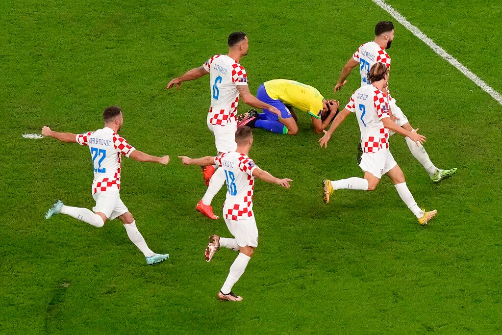 ▲克羅埃西亞在淘汰賽時，靠PK賽勝過最有冠軍相的強隊巴西。（圖／美聯社／達志影像）