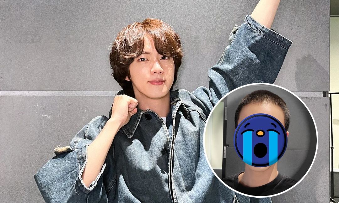 ▲JIN入伍在即，公開平頭照。（圖／BTSweverse、JIN IG）