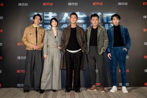 ▲ 左起姚淳耀、江宜蓉、吳慷仁、庹宗華、侯彥西主演的華語影集《模仿犯》明年上線。（圖／Netflix）