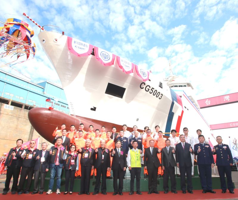 ▲台灣國際造船公司承造海巡署4千噸級巡防艦第3艘舉行命名及下水儀式。(圖／記者黃守作攝，2022.12.12)