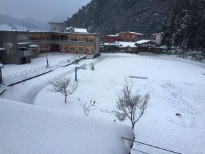 位於部落中的新光國小小朋友們都相當興奮,根據新光國小的臉書粉專來看,2016年時整座學校還曾蓋上厚到看不見底的白雪呢!今年新光部落也被列在有望下雪的名單中,有興趣的朋友可以持續關注,祈禱老天賞臉! ▲位於部落中的新光國小小朋友們都相當興奮,根據新光國小的臉書粉專來看,2016年時整座學校還曾蓋上厚到看不見底的白雪呢!今年新光部落也被列在有望下雪的名單中,有興趣的朋友可以持續關注,祈禱老天賞臉!(圖/翻攝自新竹縣尖石鄉新光國小臉書)