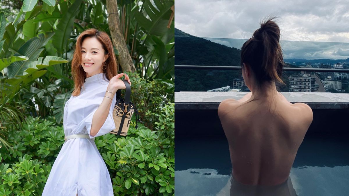 ▲鄧麗欣來台工作，不忘到北投泡湯曬美背。（圖／翻攝自鄧麗欣IG）