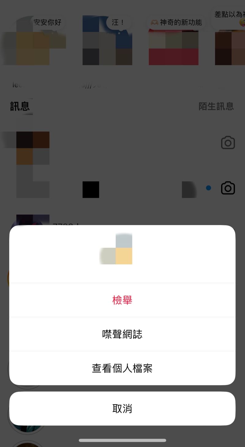▲若不想看到別人的便利貼,可以長按對方頭像,並選擇「噤聲網誌」。(圖/翻攝自IG)