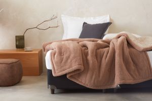 ▲warm touch石墨烯毛絨雙面毯，可移動的特性受消費者喜愛，是發熱系列銷售冠軍。（圖／HOLA提供）