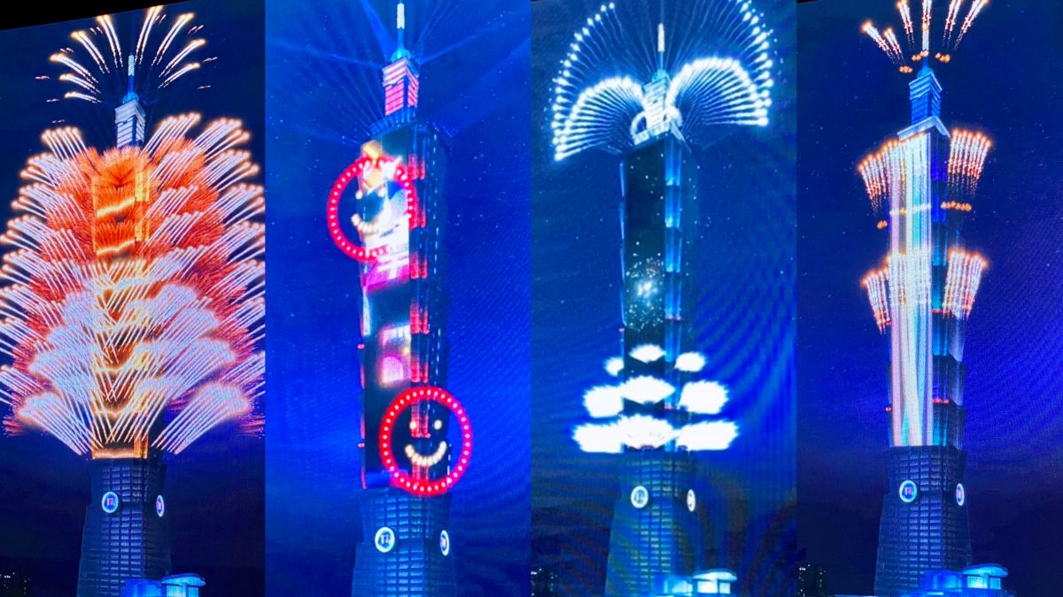 ▲2023年台北101跨年煙火秀，官方今日公布「關懷世界 閃耀夢想」主題，並介紹史上最豪華三金總導演團隊，將打造總長300秒的煙火 x 動畫 x 音樂 x 燈光 x 雷射跨年大秀，最新精彩版煙火30秒動畫搶先曝光，選用西班牙Iugal特製「無屑少煙」的創新煙火，看得到和平鴿、生命之樹等圖案，更設計「巨型動態展翅煙火」，及綻放正能量的「笑臉」煙火最討喜。（圖／記者蕭涵云攝）