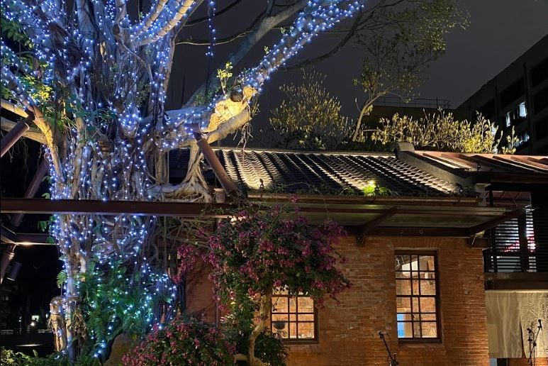 今年聖誕節榕錦時光生活園區以「點亮榕錦時光」為主軸，妝點大型聖誕樹燈飾。（圖／榕錦時光生活園區提供）