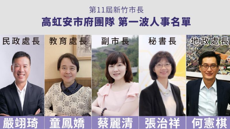 ▲民眾黨新竹市長當選人高虹安公布第一波小內閣人事名單。(圖/高虹安辦公室提供)