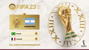 ▲早在11月9日時，EA就公布自家遊戲《FIFA 23》模擬本屆世界盃的結果，雖然細節有些許誤差，但仍成功預測阿根廷捧起大力神杯。（圖／EA網站）