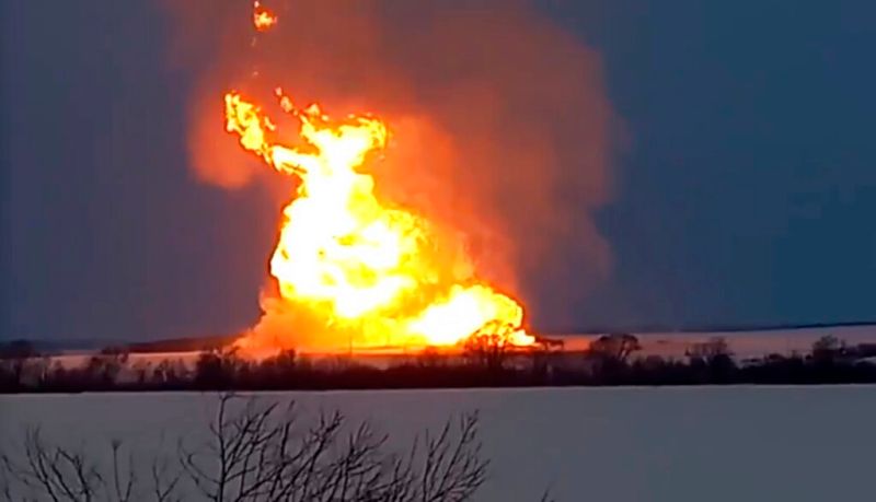 ▲烏克蘭西部俄氣運輸走廊的「跨西伯利亞管道」（Urengoy-Pomary-Uzhgorod）在12月20日發生爆炸。（圖／美聯社／達志影像）