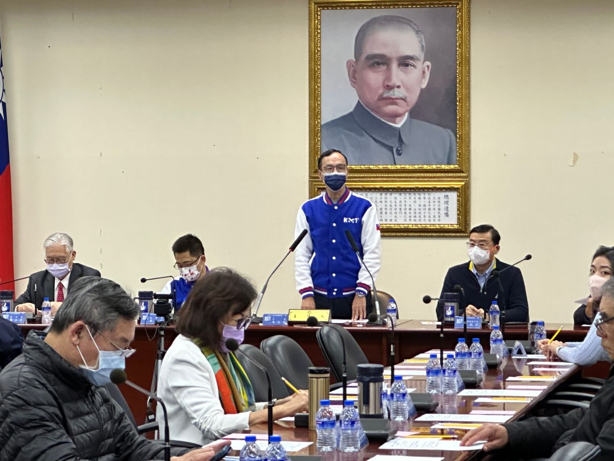 ▲朱立倫在中常會發表談話。（圖／記者余祥攝，2022.12.21）