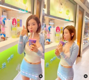 ▲DJ Soda來到台灣，到飲料店買珍奶來喝。（圖／翻攝自DJ Soda IG）