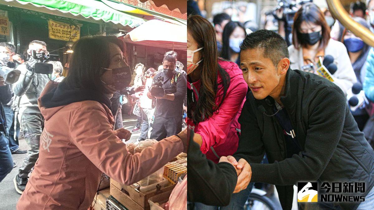 ▲台北市第三選區立委補選即將於1月8日進行投票，國民黨候選人王鴻薇與民進黨候選人吳怡農，24日上午不約而同選在北松山的草埔市場進行掃街拜票。（圖／記者丁上程、葉政勳攝，2022.12.24）