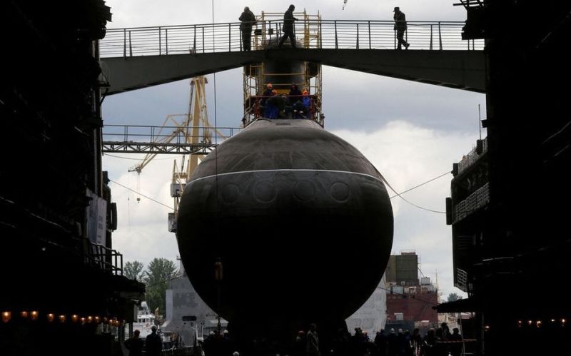 ▲圖為2014年6月26日在金鐘造船廠舉行的俄羅斯柴電潛艦頓河畔羅斯托夫號下水儀式。（路透社）