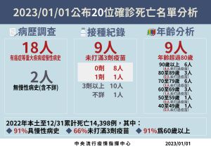 ▲今（1/1）日本土個案中死亡病例分析（圖／指揮中心）