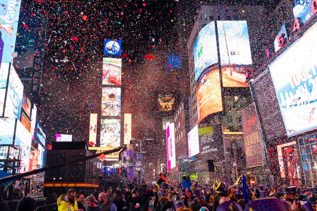 ▲美國紐約時報廣場跨年活動睽違兩年登場。（圖／美聯社／達志影像）