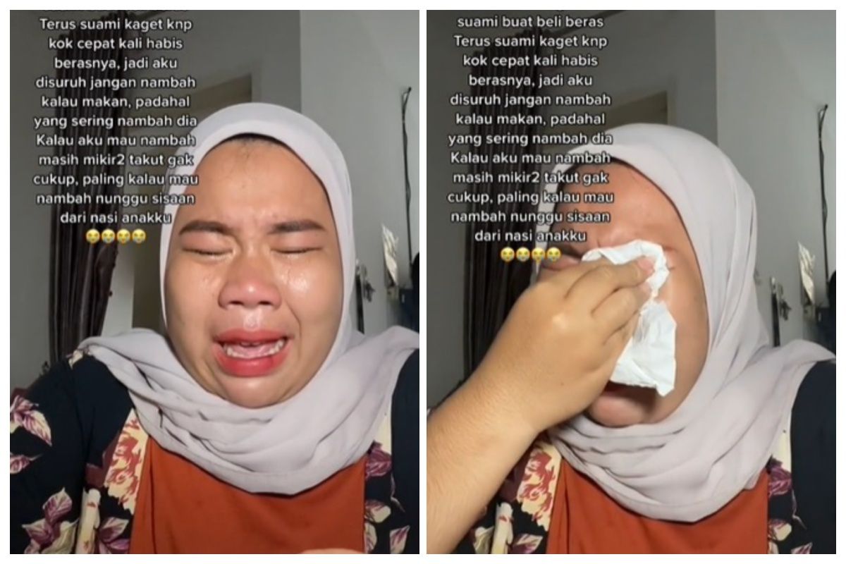 ▲大馬一名人妻在抖音哭訴，丈夫不給她錢買米，還要她吃飯時不要加飯。（圖／截取自TikTok）
