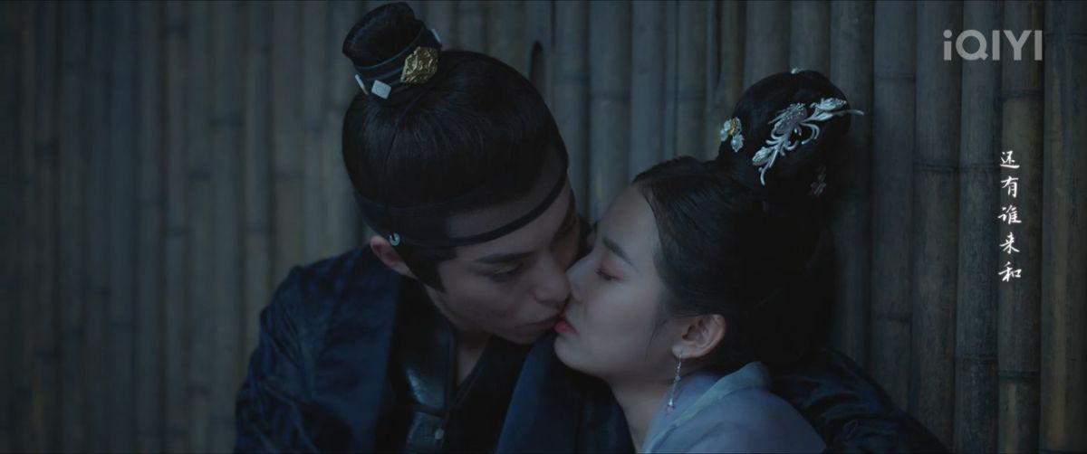 ▲王鶴棣（左）、陳鈺琪在《浮圖緣》迎來吻戲。（圖／愛奇藝）