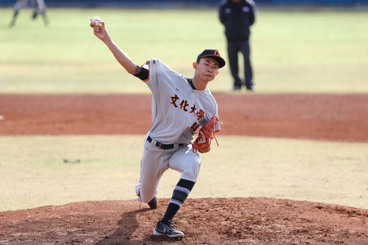 ▲近期升上紅雀隊1A的林振瑋首秀狂飆156公里火球。（大專體總提供）