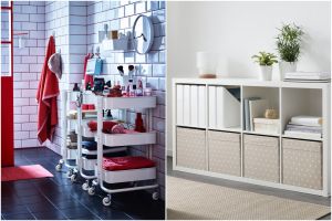 ▲三層可移動式推車，穩居IKEA收納類冠軍（左）；DRÖNA系列收納盒，可系統性的分格收納，讓家變得更加井然有序。（圖／品牌提供）