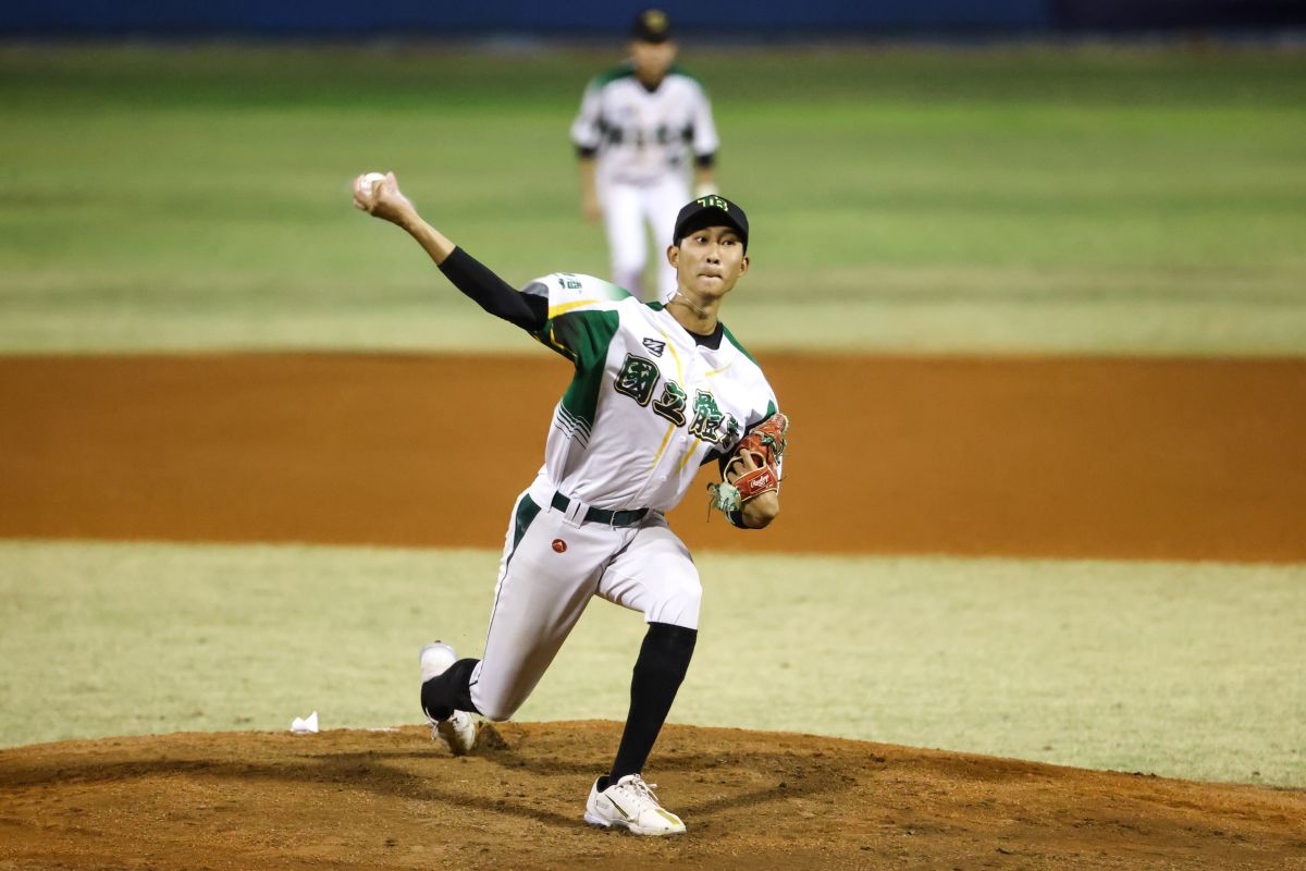 ▲國立體大沙子宸先發7.2局失1分非自責分。（大專體總提供）