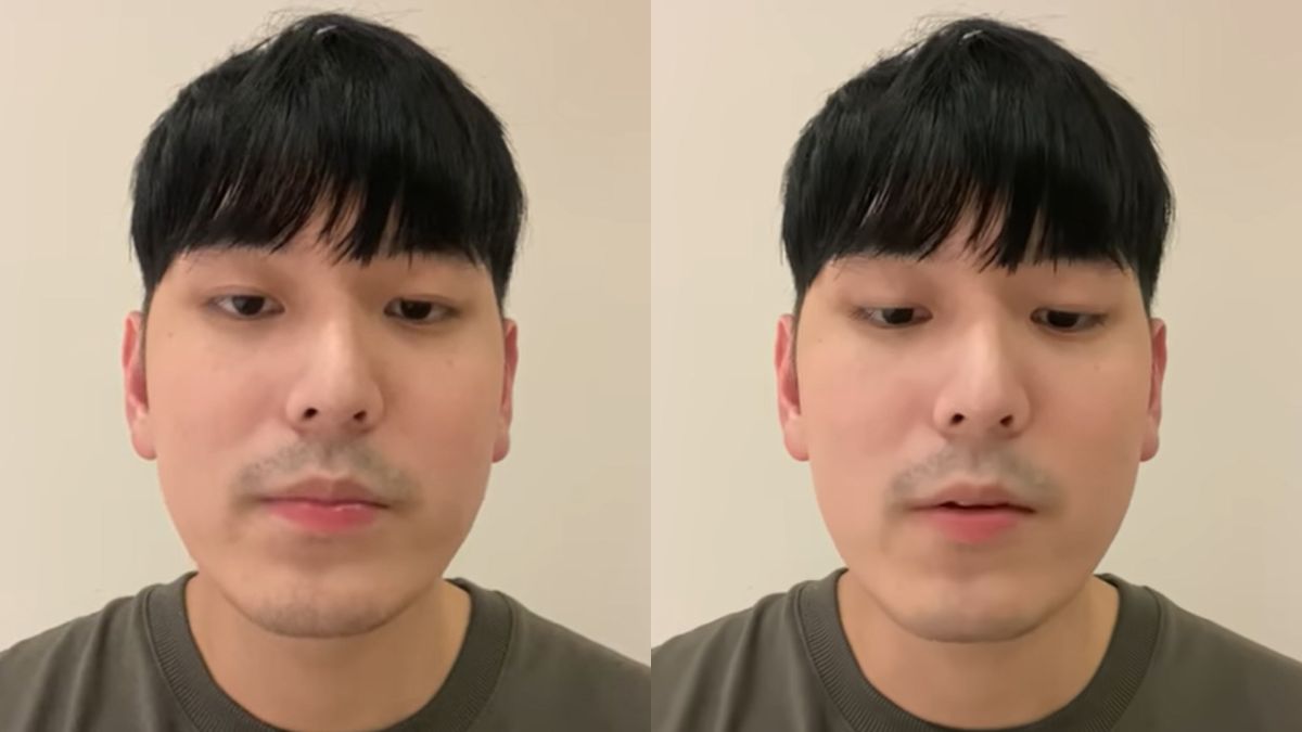 ▲小甜甜老公宋晉賢看稿唸出聲明。（圖／翻攝自宋晉賢臉書）