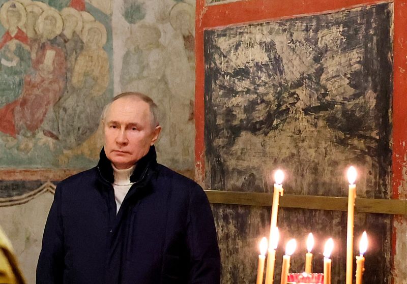 ▲俄羅斯總統蒲亭7日出席東正教耶誕節禮拜。（圖／美聯社／達志影像）