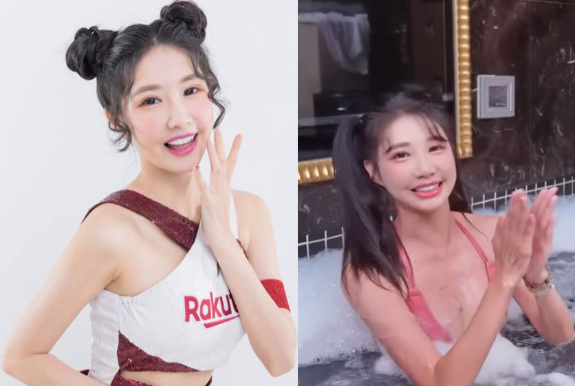 ▲筠熹比基尼意外被琳妲扯掉，「走光畫面」流出，也讓現場所有工作人員全嚇壞。（圖／翻攝自筠熹臉書、琳妲是0蛋YouTube）