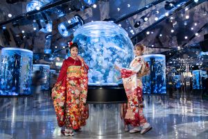 ▲樂天女孩YURI及筠熹帶逛5大新春亮點,圖為館內最經典的「癒見水母」。(圖/業者提供) ▲樂天女孩YURI及筠熹帶逛5大新春亮點,圖為館內最經典的「癒見水母」。(圖/業者提供)