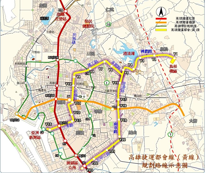 ▲高雄捷運黃線規劃路線示意圖。（圖／高市府捷運局提供）