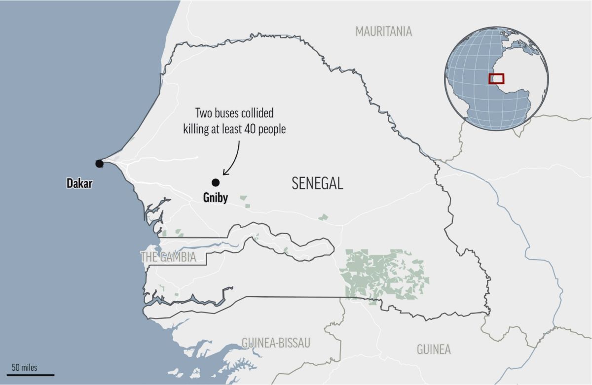 ▲西非國家塞內加爾8天前才發生2輛巴士相撞事故，40人喪生；結果隔才1週，就再次發生嚴重車禍事故，造成19人身亡。地理位置示意圖。（圖／美聯社／達志影像）