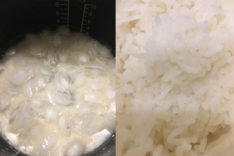 ▲網友分享自己看電視學來煮飯「加入冰塊」的做法，結果米飯變得又Q又香。（圖/廚藝公社）