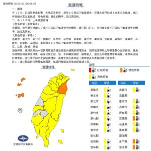 ▲氣象局發布低溫特報。(圖/中央氣象局) ▲氣象局發布低溫特報。(圖/中央氣象局)