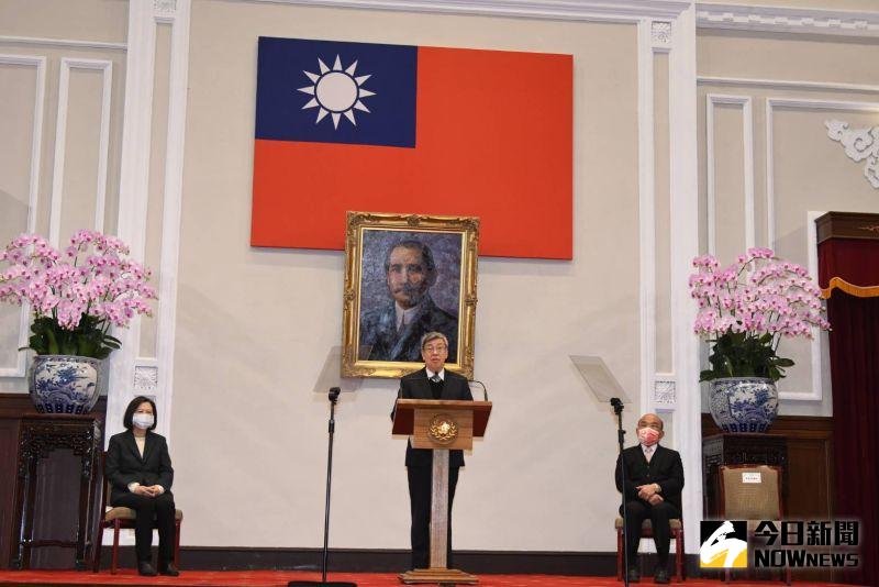 ▲蔡英文今日召開記者會，正式宣布陳建仁將接任行政院長。（圖／記者林調遜攝，2023.01.27）