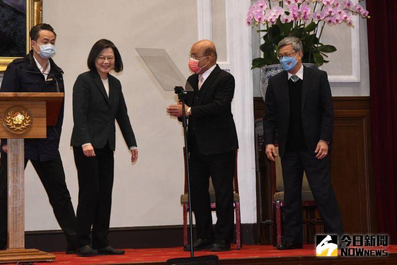 ▲蔡英文今日舉行記者會，宣布行政院長職務將由蘇貞昌交棒給陳建仁。（圖／記者林調遜攝，2023.01.27）
