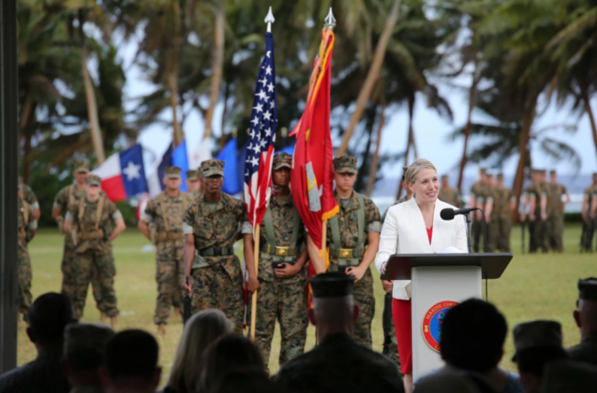 ▲在美國重新部署軍力以對抗中國之際，美軍陸戰隊在關島舉行新基地的啟用儀式。（圖／翻攝自夏威夷公共電視台）
