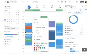 ▲各項會議與工作事項接踵而來，可以透過 Google 日曆的「顏色標籤」，一目瞭然自己的時間運用情況。(圖／翻攝官網)
