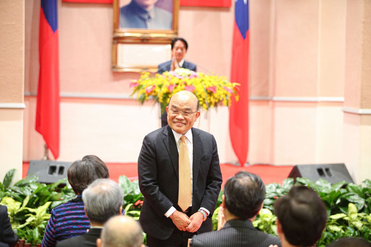 ▲蘇貞昌今日卸任行政院長，致詞時更打趣向新閣揆陳建仁說「苦日子要開始了」。（圖／記者葉政勳攝，2023.01.30）